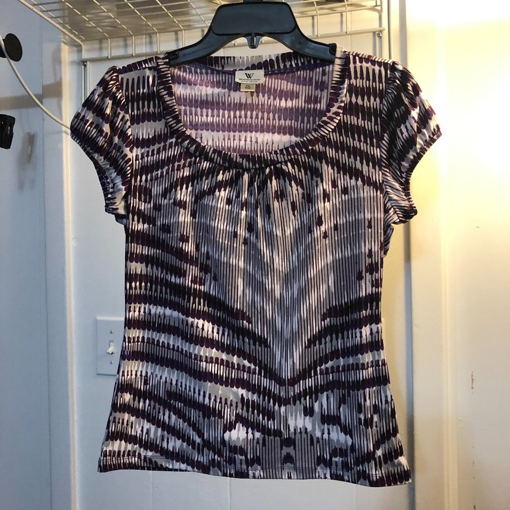 Worthington Scoop Neck Short Sleeve Blouse